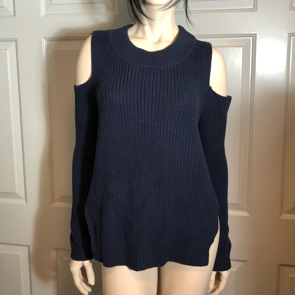 Navy shoulderless sweater
